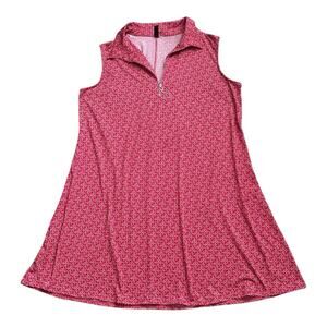 JTB Plus 2X Geometric Sleeveless Zip Collar Stretch A-Line Midi Dress